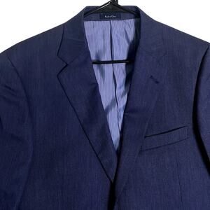 Turnbury‎ Blazer Mens 44L Navy Blue Silk/Wool Blend Sport Coat Casual Work